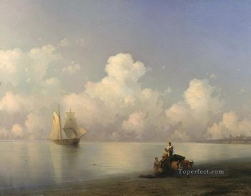  1871 Works - evening at sea 1871 Romantic Ivan Aivazovsky Russian